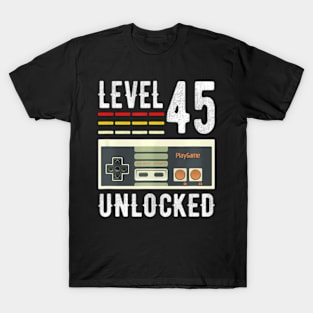 Level 45 Unlocked Birthday Video Gamer 45th T-Shirt